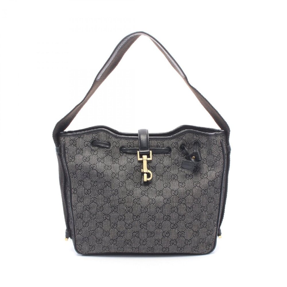 Gucci GG Denim Shoulder Bag Canvas Leather